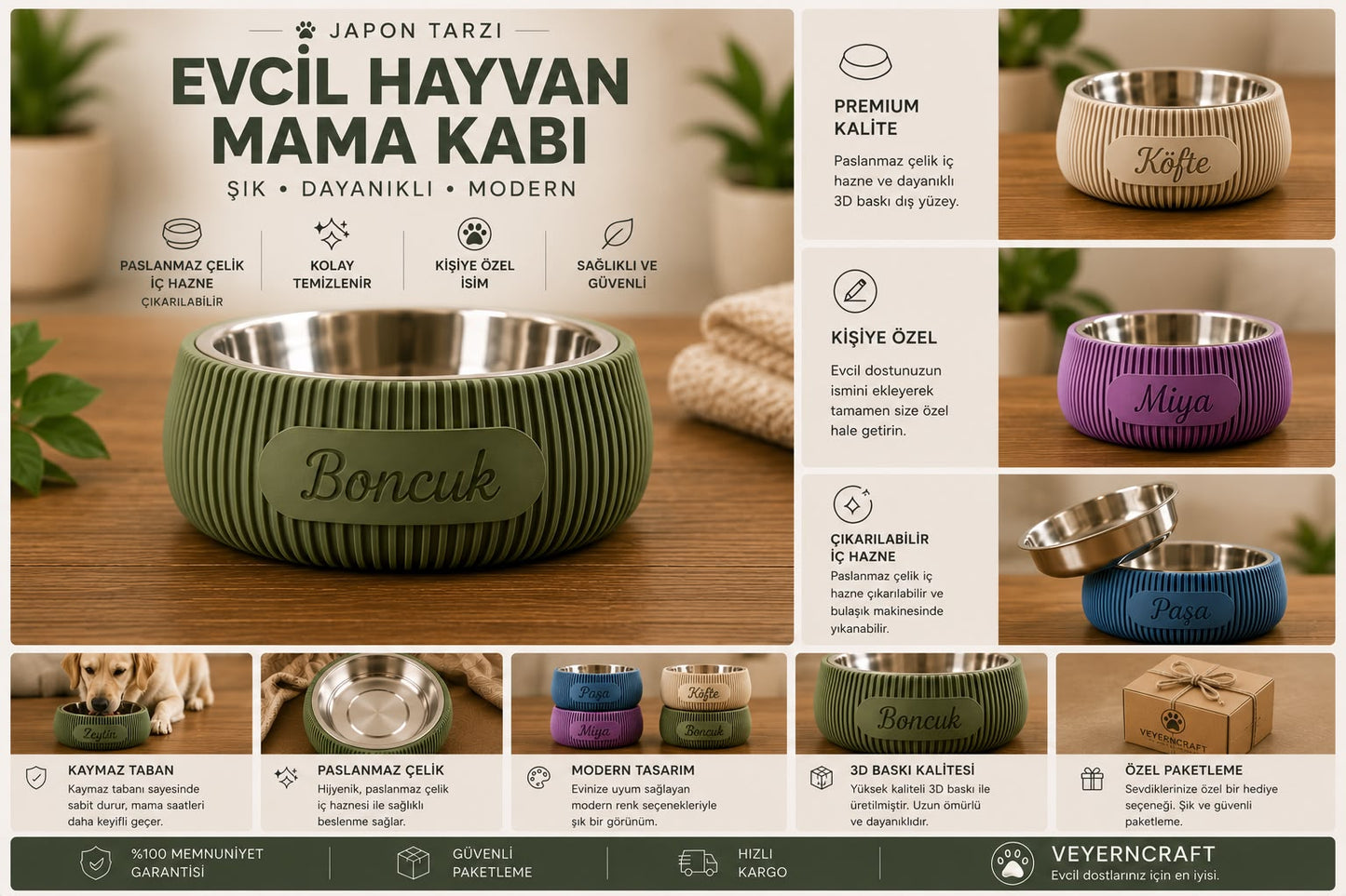 Kişiselleştirilebilir Evcil Hayvan Mama Kabı