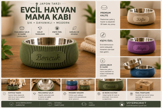 Kişiselleştirilebilir Evcil Hayvan Mama Kabı
